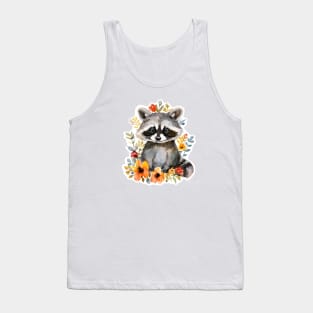 Summer Flowers Raccoon Watercolor Tank Top